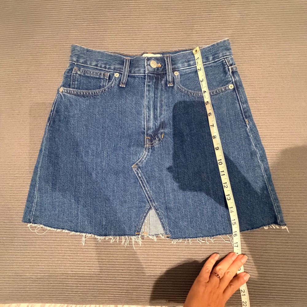 Madewell Rigid Denim A-Line Skirt Women 26 Blue Cotton Raw Hem NWT M2227 - Picture 11 of 12